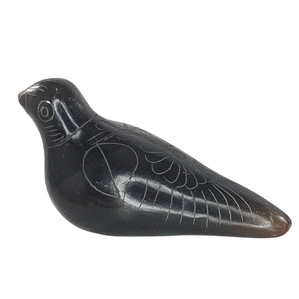 Vintage Mexican Pottery Bird Dove Etched Figurine Hand Made Mexico